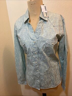 Pendleton Light Blue Paisley Western Snap Shirt